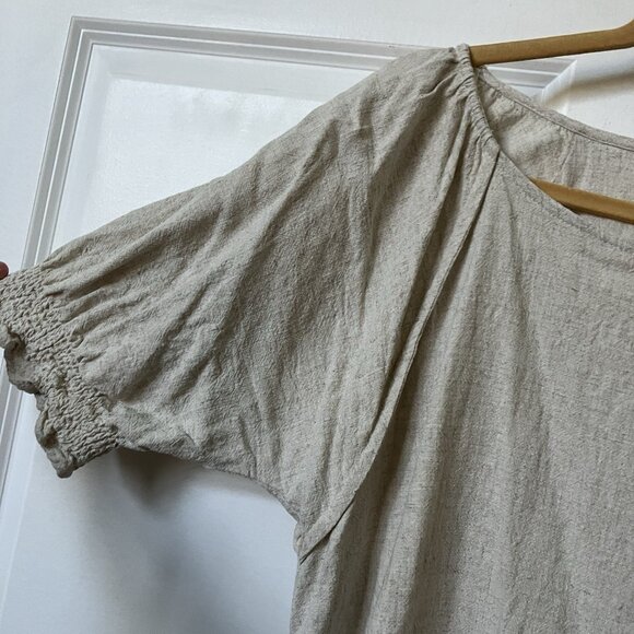 Umgee Blouse Womens XL Linen Cotton Boho Tunic Neutral Minimalist - Picture 5 of 7